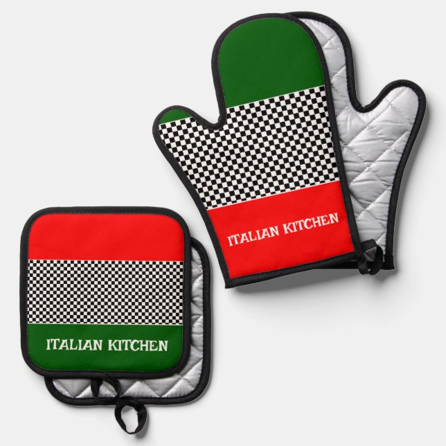 Italienisches Flag Ofenhandschuh & Topflappen-Set (Vorderseite/Rückseite)
