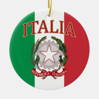 Italienisches Flaggen-Wappen T - Shirt Keramikornament