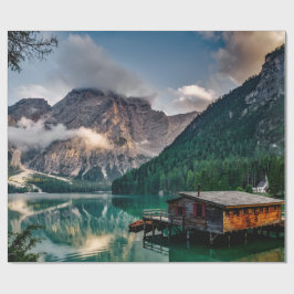 Italienisches Foto Bergsee Landschaft Geschenkpapier