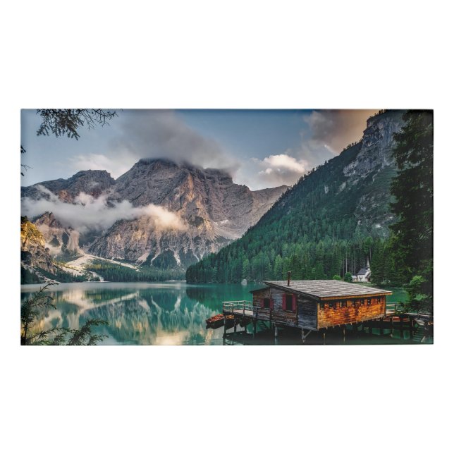 Italienisches Foto Bergsee Landschaft Namenschild (Vorderseite)