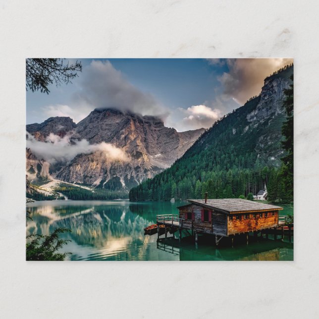Italienisches Foto Bergsee Landschaft Postkarte (Vorderseite)