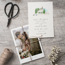 Italienisches Foto in Aquarellfarben Save the Date