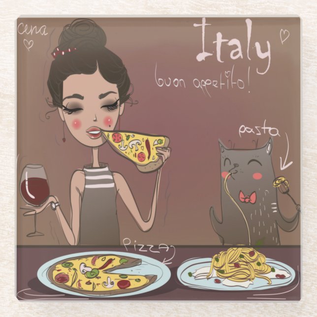 Italienisches Frühstück Glasuntersetzer (Vorderseite)