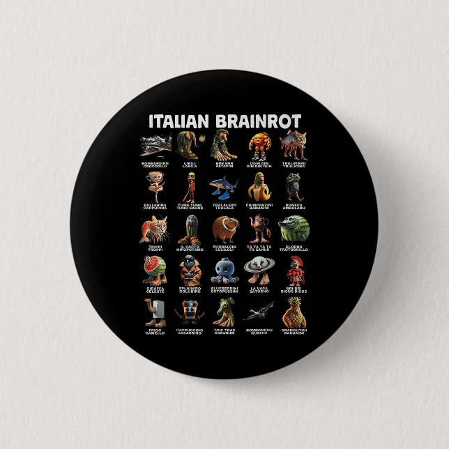 Italienisches Gehirn Rot Italienisches Brainrot Fu Button (Vorderseite)