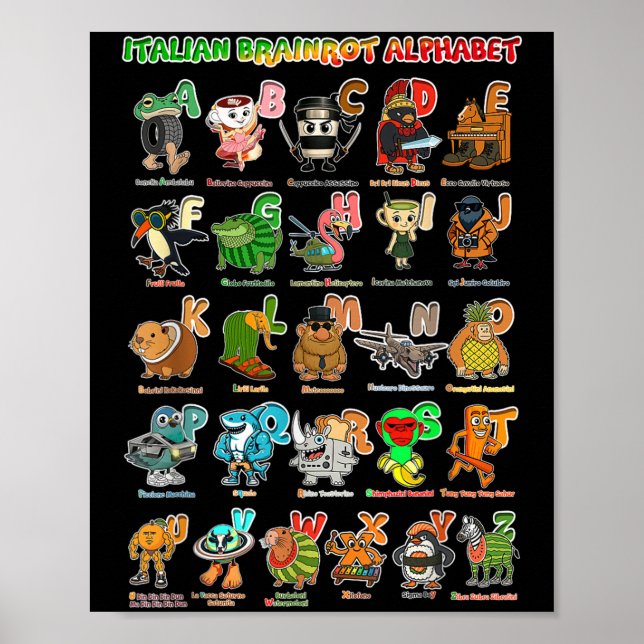 Italienisches Gehirn Rot Italienisches Brainrot Fu Poster (Vorne)