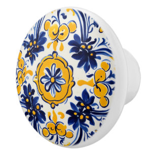 Italienisches Gelb und Blume der Marine Keramikknauf