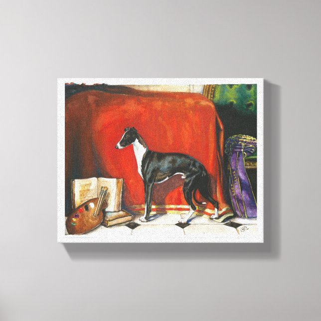 Italienisches Greyhound-Aquarellbild Leinwanddruck (Vorderseite)