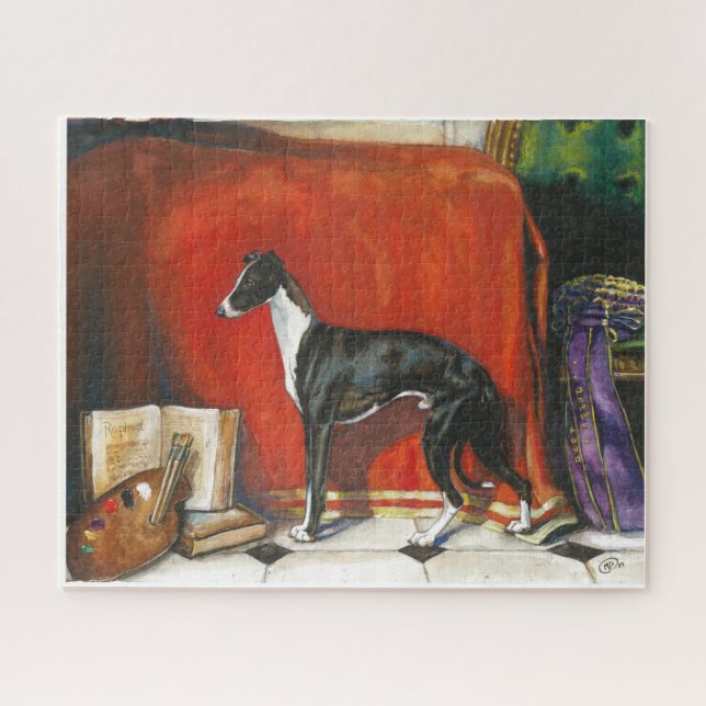Italienisches Greyhound-Aquarellbild Puzzle (Horizontal)