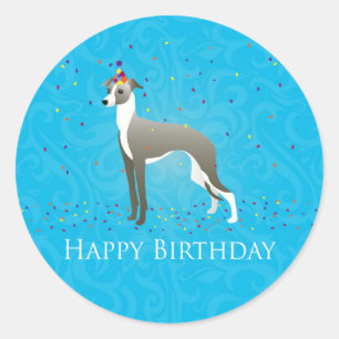 Italienisches Greyhound Birthday Design Runder Aufkleber