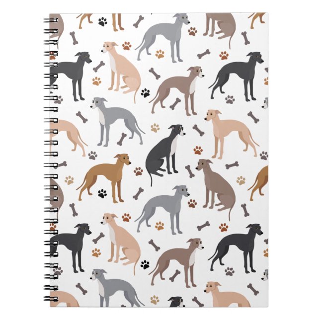 Italienisches Greyhound Dog Bones and Paws Noteboo Notizblock (Vorderseite)
