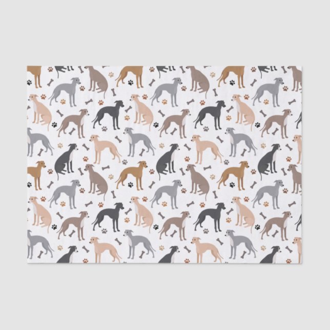 Italienisches Greyhound Dog Bones and Paws Tissue  Seidenpapier (Vorderseite)