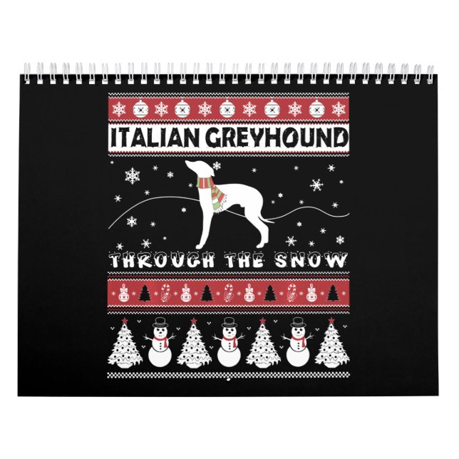 Italienisches Greyhound durch Schnee Niedliche Wei Kalender (Titelbild)