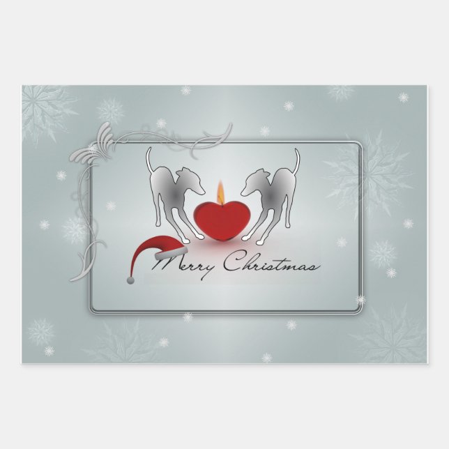 Italienisches Greyhound Frohe Weihnachten Geschenkpapier Set (Vorderseite)