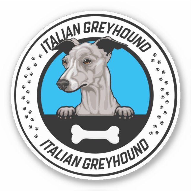 Italienisches Greyhound Peeking Illustration Abzei Aufkleber (Vorderseite)