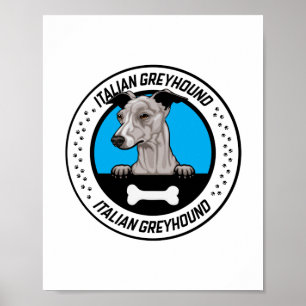 Italienisches Greyhound Peeking Illustration Abzei Poster