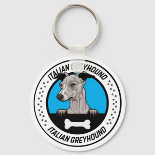 Italienisches Greyhound Peeking Illustration Abzei Schlüsselanhänger