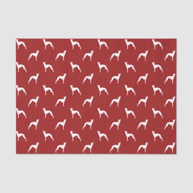 Italienisches Greyhound Silhouetten Pattern Roter  Seidenpapier (Vorderseite)