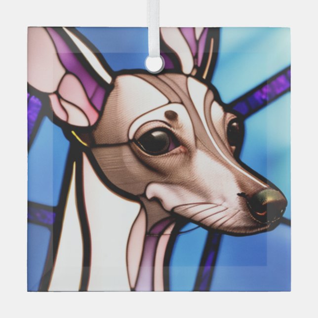 Italienisches Greyhound "Stains Glass" Ornament Aus Glas (Vorderseite)