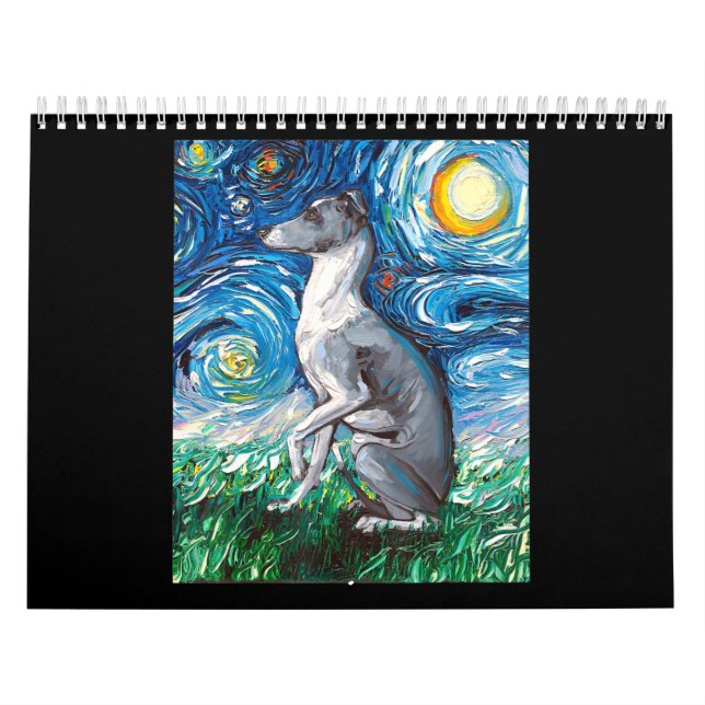 Italienisches Greyhound Starry Night Whippet Hund  Kalender (Titelbild)