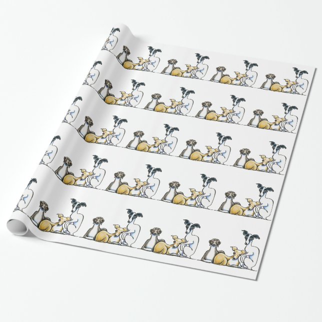 Italienisches Greyhound Trio Geschenkpapier (Ungerollt)