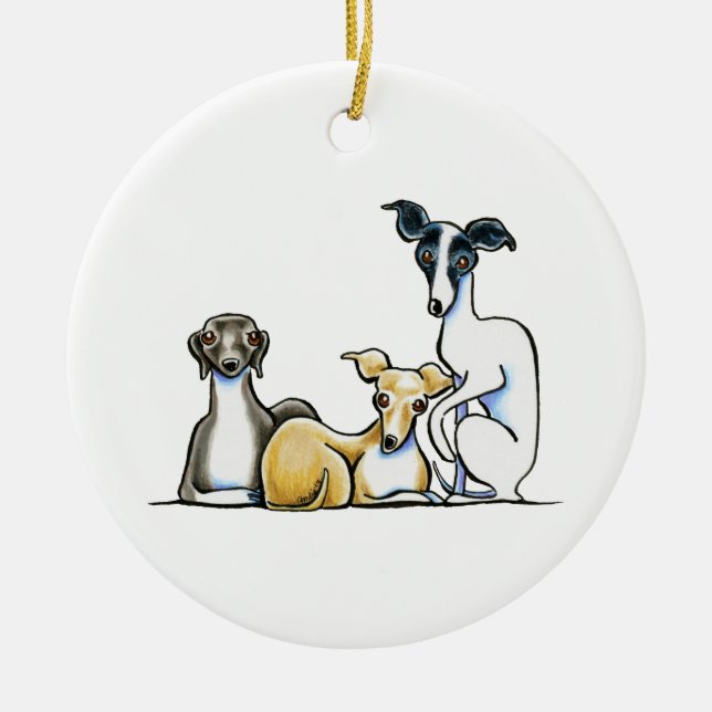 Italienisches Greyhound Trio Keramik Ornament (Vorne)