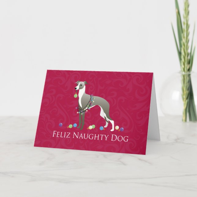 Italienisches Greyhound Weihnachtsdesign Feiertagskarte (Vorderseite)