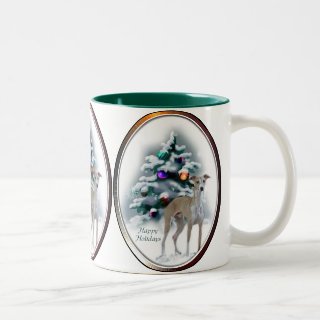 Italienisches Greyhound Weihnachtsgeschenk Zweifarbige Tasse (Rechts)
