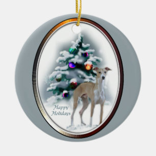 Italienisches Greyhound Weihnachtsgeschenke Orname Keramikornament