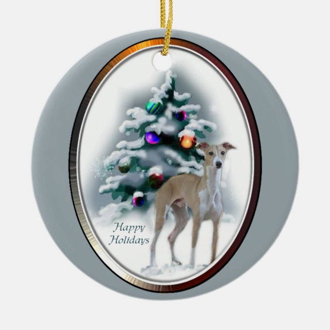Italienisches Greyhound Weihnachtsgeschenke Orname Keramikornament (Vorne)
