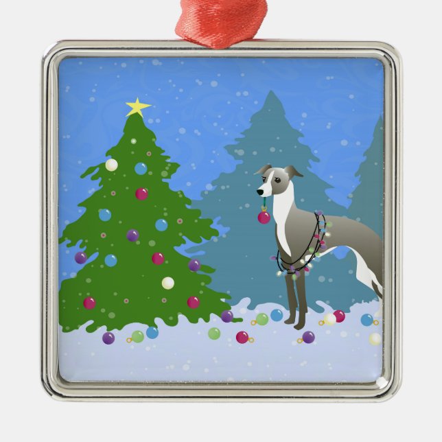 Italienisches Greyhound Whippet Dekorieren Weihnac Ornament Aus Metall (Vorne)