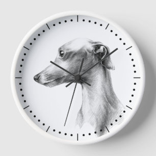 Italienisches Greyhound Whippet Hundeportrait zeic Uhr