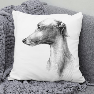 Italienisches Greyhound Whippet Hundportrait zeich Kissen