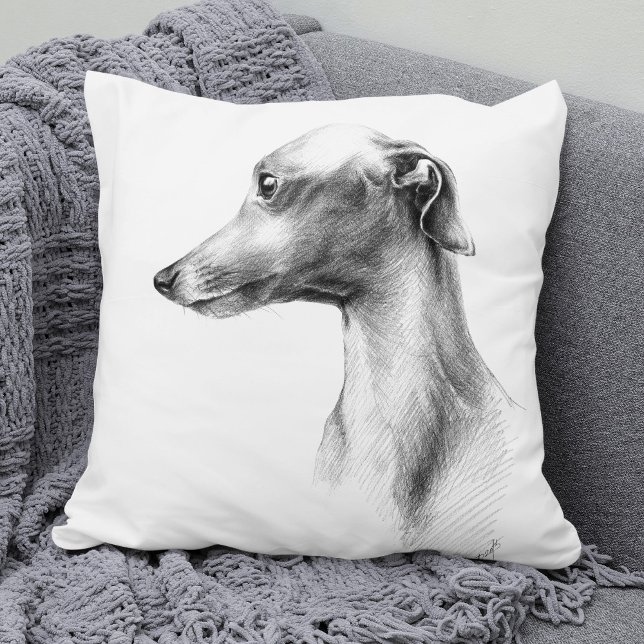 Italienisches Greyhound Whippet Hundportrait zeich Kissen (Von Creator hochgeladen)