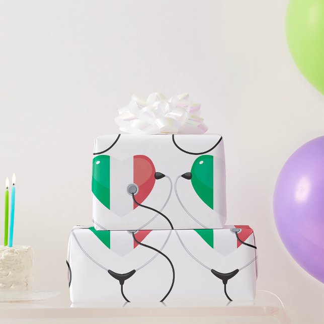 Italienisches Herz mit Stethoscope Gesundheitswese Geschenkpapier (Von Creator hochgeladen)