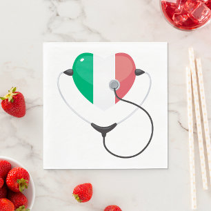 Italienisches Herz mit Stethoskop Gesundheitswesen Serviette