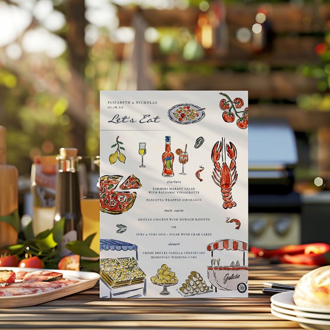 Italienisches Hochzeitmenü für Wasserfarben Menükarte (Von Creator hochgeladen)