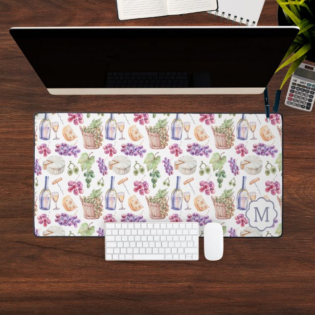 Italienisches Käsemodell und Wine-Muster Schreibtischunterlage (Italian Cheese & Wine Pattern Custom Monogram Desk Mat
)