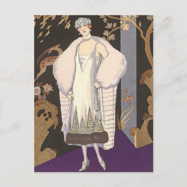 Italienisches Kleid und Coat George Barbier Postkarte (Vorderseite)