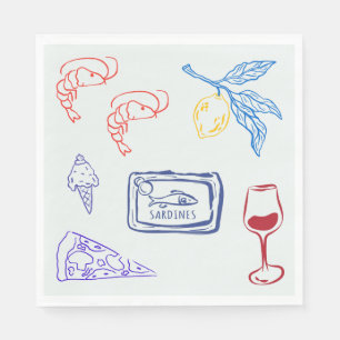 Italienisches Küstenessen Serviette