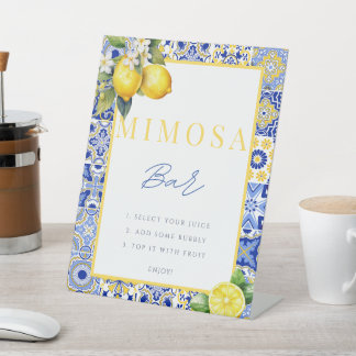 Italienisches Lemon Brautparty Mimosa Bar Sign Pos Sockelschild