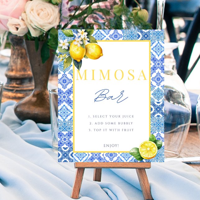 Italienisches Lemon Brautparty Mimosa Zeichenposte Poster (Italian Lemon Bridal Shower Mimosa Sign Poster)