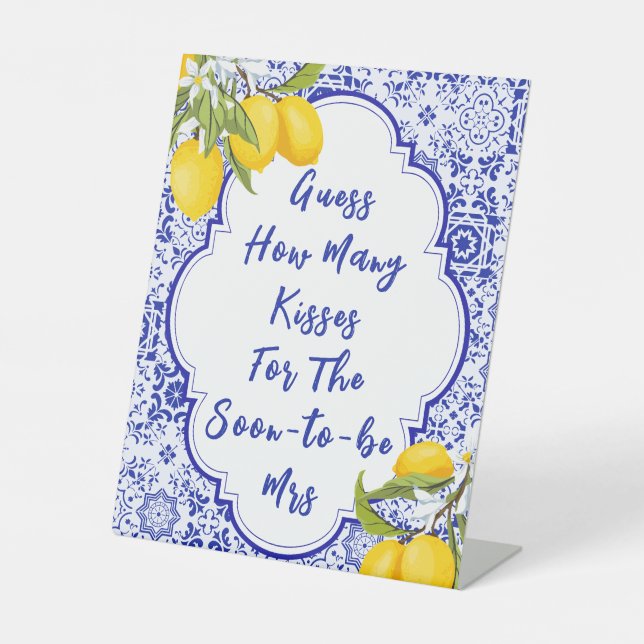 Italienisches Lemon Brautparty Raten Sie wie viele Sockelschild (Vorderseite)