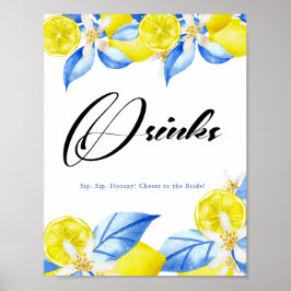 Italienisches Lemon Floral Brautparty Geschenke Poster