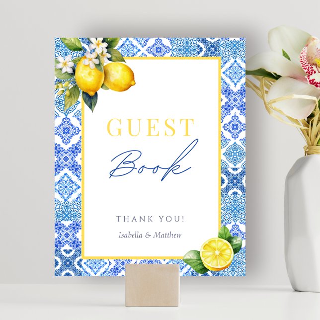 Italienisches Lemon Guest Book Sign Poster (Mediterranean Italian Lemon Guest Book Sign Poster)
