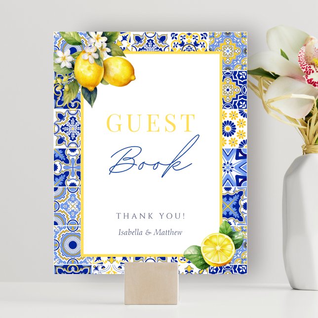 Italienisches Lemon Wedding Guest Book Sign Poster (Italian Lemon Wedding Guest Book Sign Poster)
