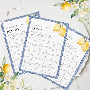 Italienisches Lemons Blue Tile Brautparty Bingo Ga Einladung