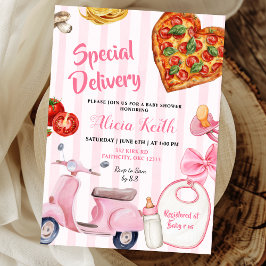 Italienisches Mädchen-Baby-Shower-Pizza-Sonderlief Einladung