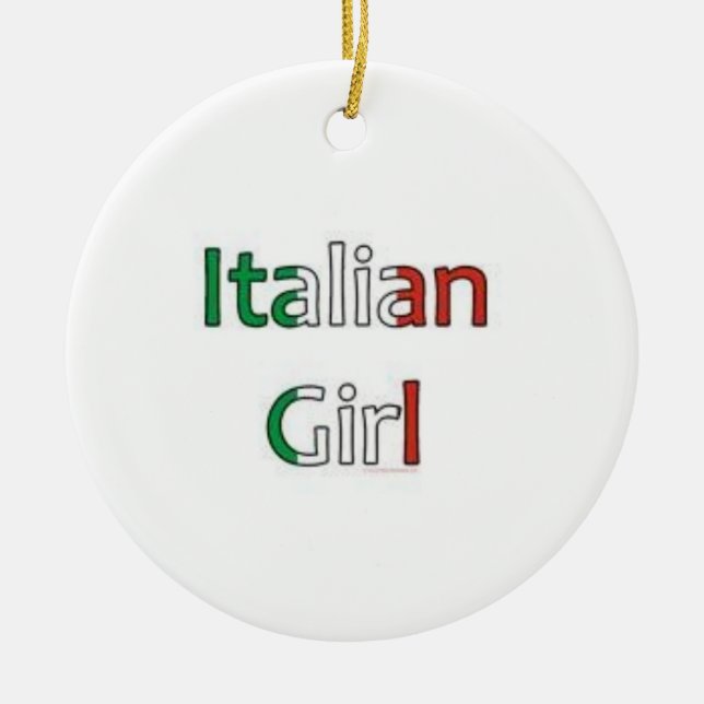 "ITALIENISCHES MÄDCHEN" ODER NUR FÜR SPASS ORNAMEN KERAMIKORNAMENT (Vorne)