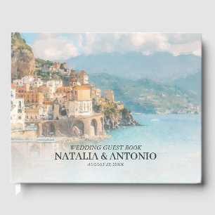 Italienisches Meer Aquarell-Hochzeit an der Amal Gästebuch