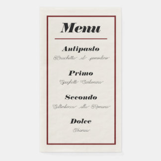Italienisches Menü Abendessen Napkins Serviette
